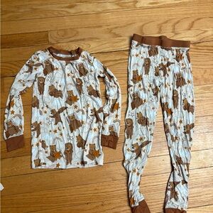 Little Sleepies Brown and White Pajama Sets with Bear Print